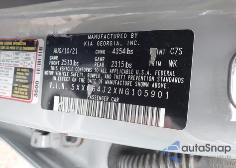 2022 Kia K5 Gt-Line z USA, uszkodzony, nr VIN 5XXG64J2XNG105901